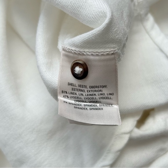 Anthropologie Maeve Sylvan White Linen Top Ruffle Flutter Sleeve Henley Size M - Picture 11 of 11